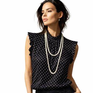 Who What Wear sheer polka dot sleeveless blouse